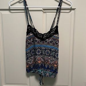 Gorgeous Bohemian Print Crop Top with Criss Cross Back